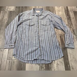 VTG CC Filson Shirt Mens XL Blue Stripes Gorpcore Field Hiking Made In USA READ